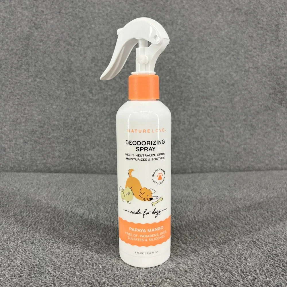 Nature Love Deodorizing Spray Dogs 8oz Papaya Mango Odor Neutralize Pet Grooming